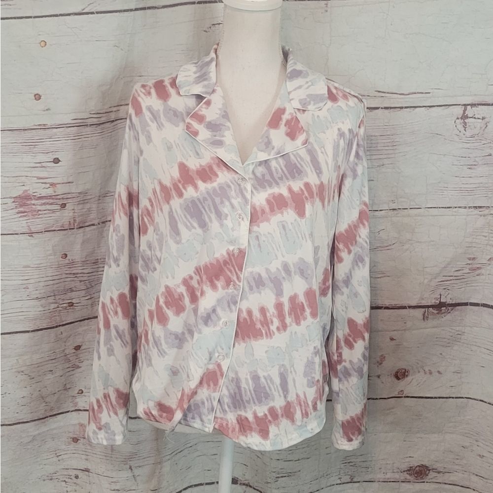 Hurley Tie Dye Long Sleeve Button Front Pajama Shirt Size‎ Medium NWT